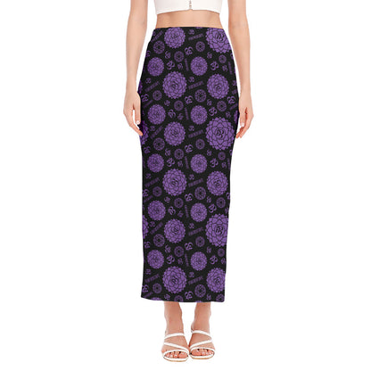 Sahasrara Chakra Pattern Print Side Slit Maxi Skirt
