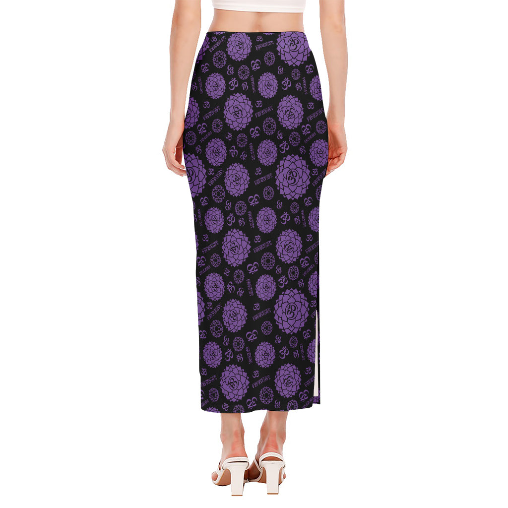Sahasrara Chakra Pattern Print Side Slit Maxi Skirt