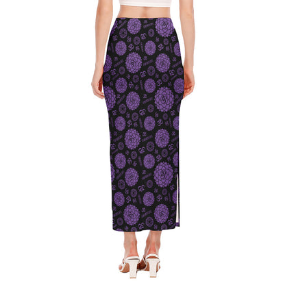 Sahasrara Chakra Pattern Print Side Slit Maxi Skirt