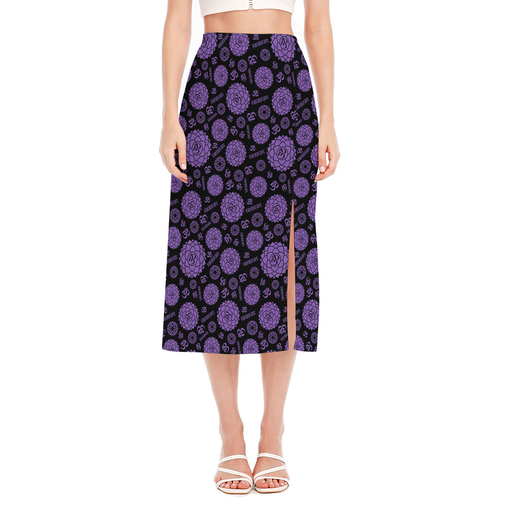 Sahasrara Chakra Pattern Print Side Slit Midi Skirt