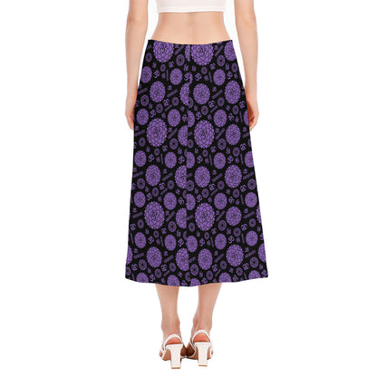 Sahasrara Chakra Pattern Print Side Slit Midi Skirt