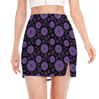 Sahasrara Chakra Pattern Print Side Slit Mini Skirt