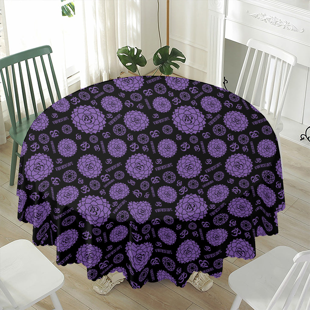 Sahasrara Chakra Pattern Print Waterproof Round Tablecloth