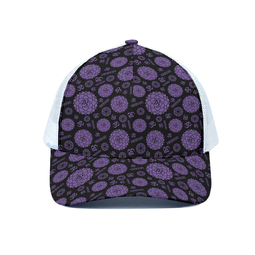 Sahasrara Chakra Pattern Print White Mesh Trucker Cap