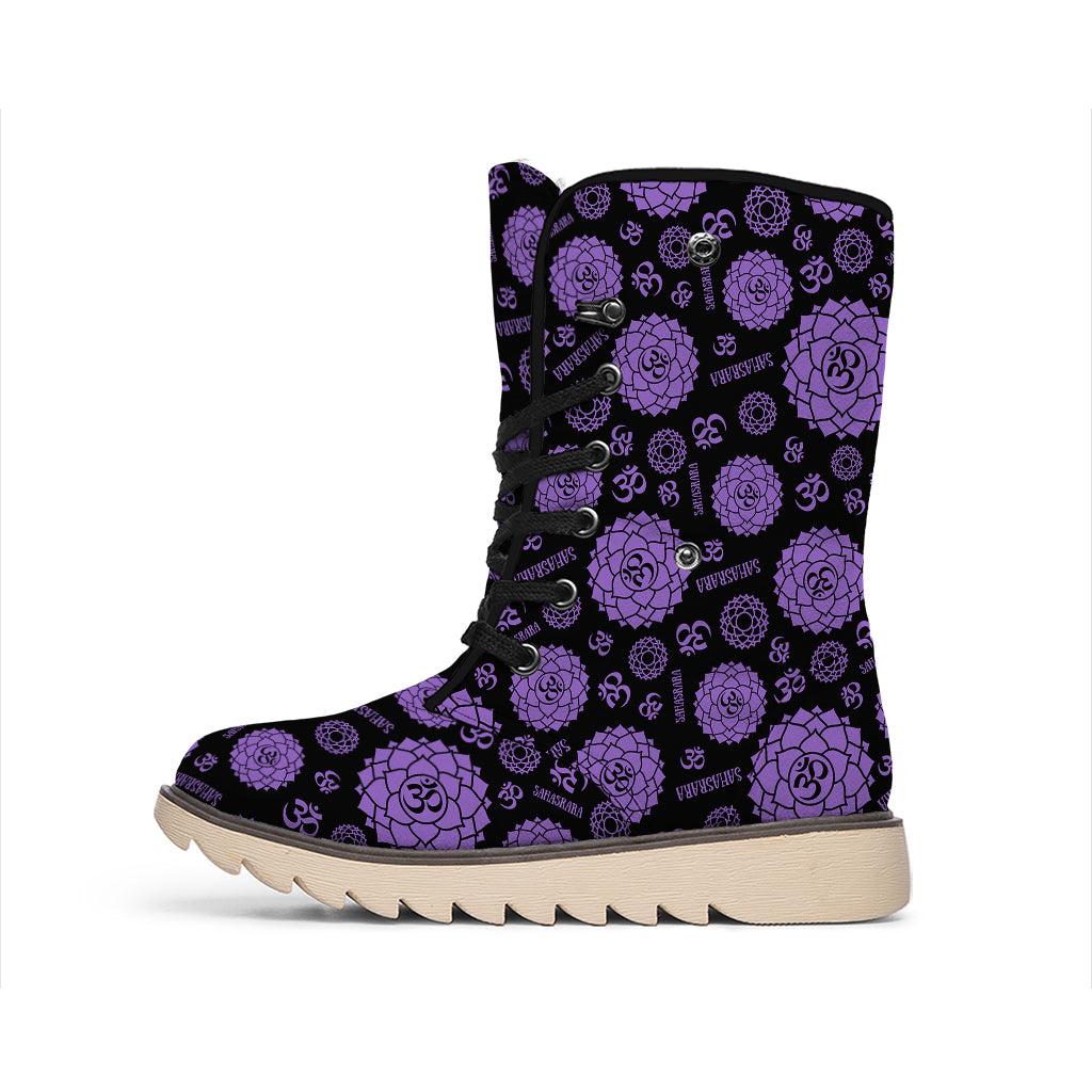 Sahasrara Chakra Pattern Print Winter Boots