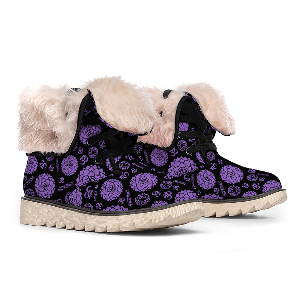 Sahasrara Chakra Pattern Print Winter Boots