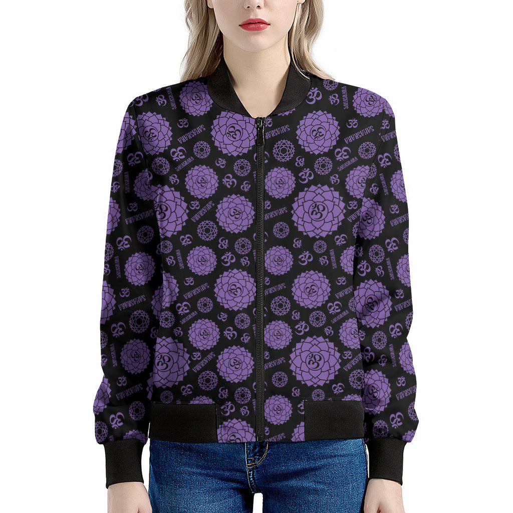 Sahasrara Chakra Pattern Print Women's Bomber Jacket