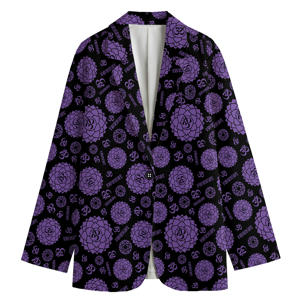 Sahasrara Chakra Pattern Print Women's Cotton Blazer