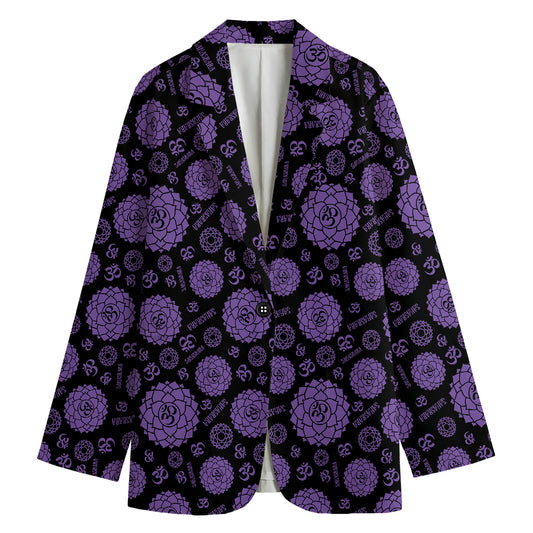 Sahasrara Chakra Pattern Print Women's Cotton Blazer