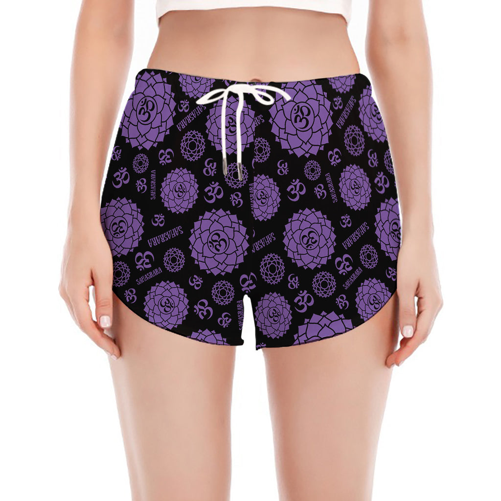 Sahasrara Chakra Pattern Print Women's Split Running Shorts