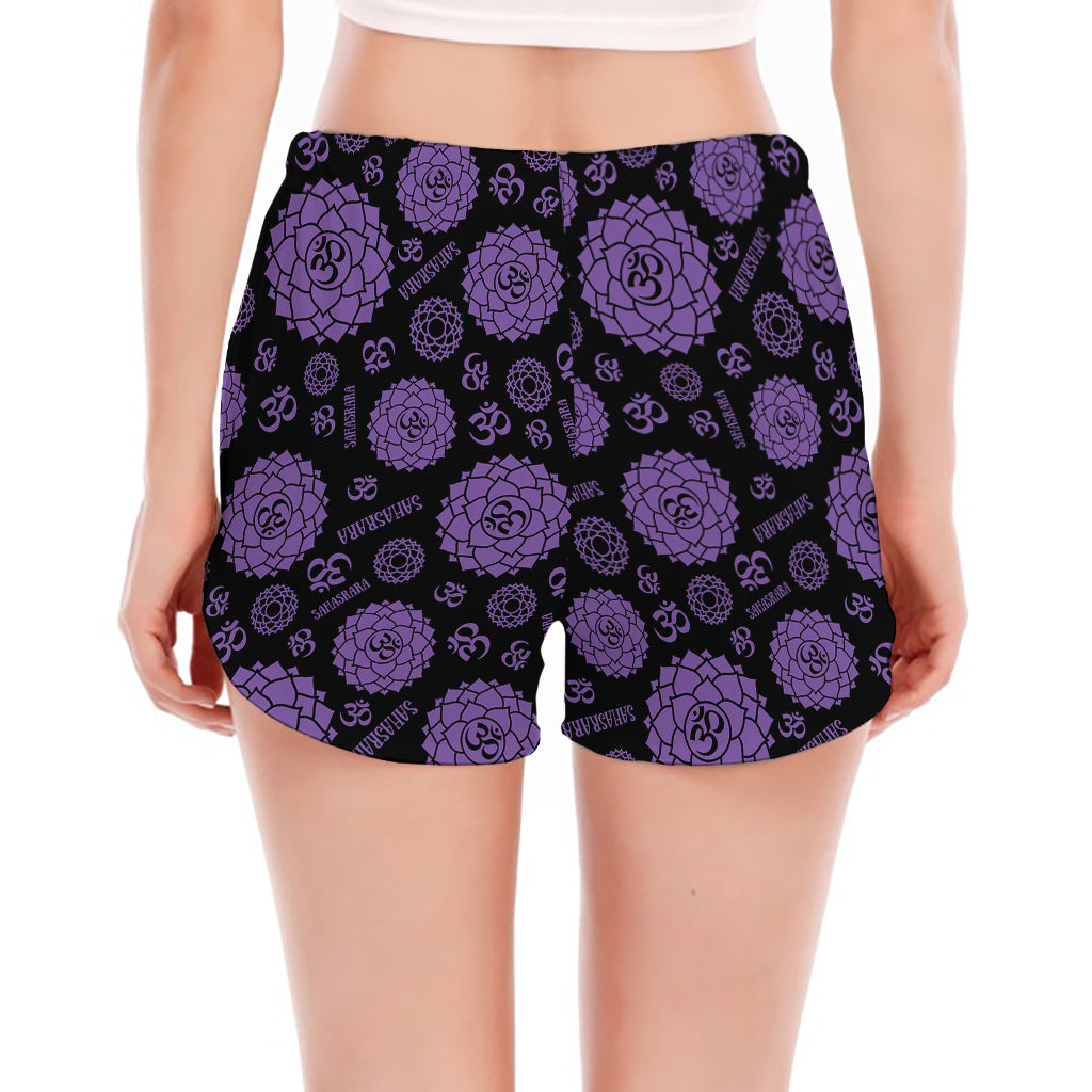 Sahasrara Chakra Pattern Print Women's Split Running Shorts
