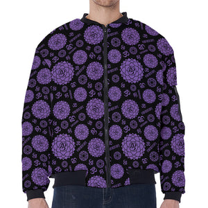 Sahasrara Chakra Pattern Print Zip Sleeve Bomber Jacket