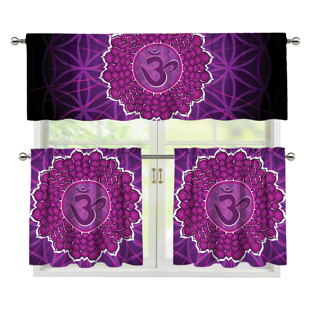 Sahasrara Chakra Spiritual Print 3 Piece Kitchen Curtains