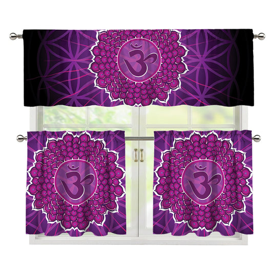 Sahasrara Chakra Spiritual Print 3 Piece Kitchen Curtains