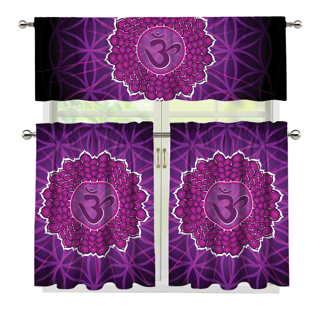 Sahasrara Chakra Spiritual Print 3 Piece Kitchen Curtains