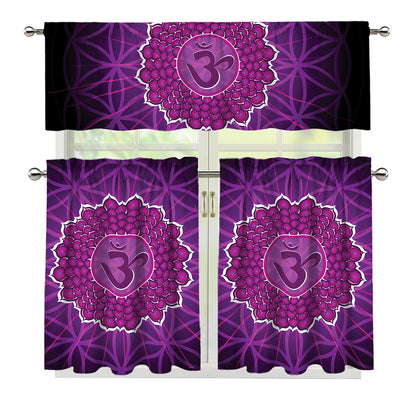 Sahasrara Chakra Spiritual Print 3 Piece Kitchen Curtains