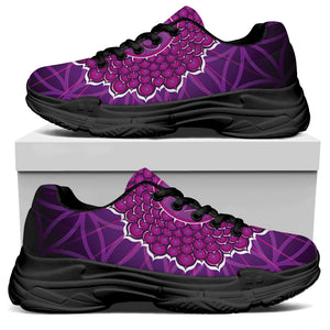 Sahasrara Chakra Spiritual Print Black Chunky Shoes