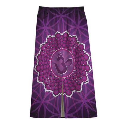 Sahasrara Chakra Spiritual Print Cotton Front Slit Maxi Skirt