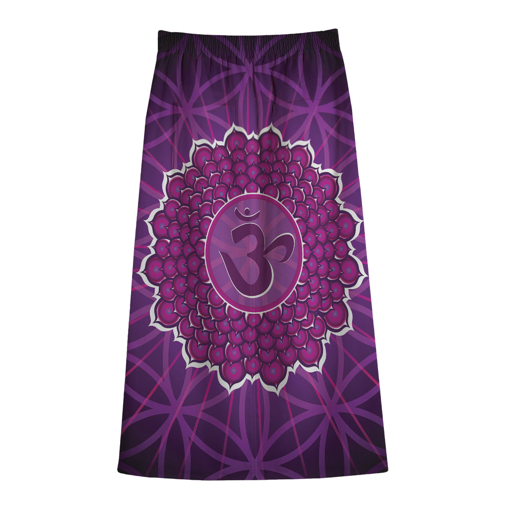 Sahasrara Chakra Spiritual Print Cotton Front Slit Maxi Skirt