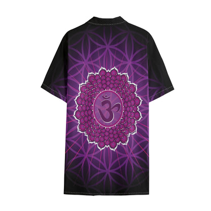 Sahasrara Chakra Spiritual Print Cotton Hawaiian Shirt