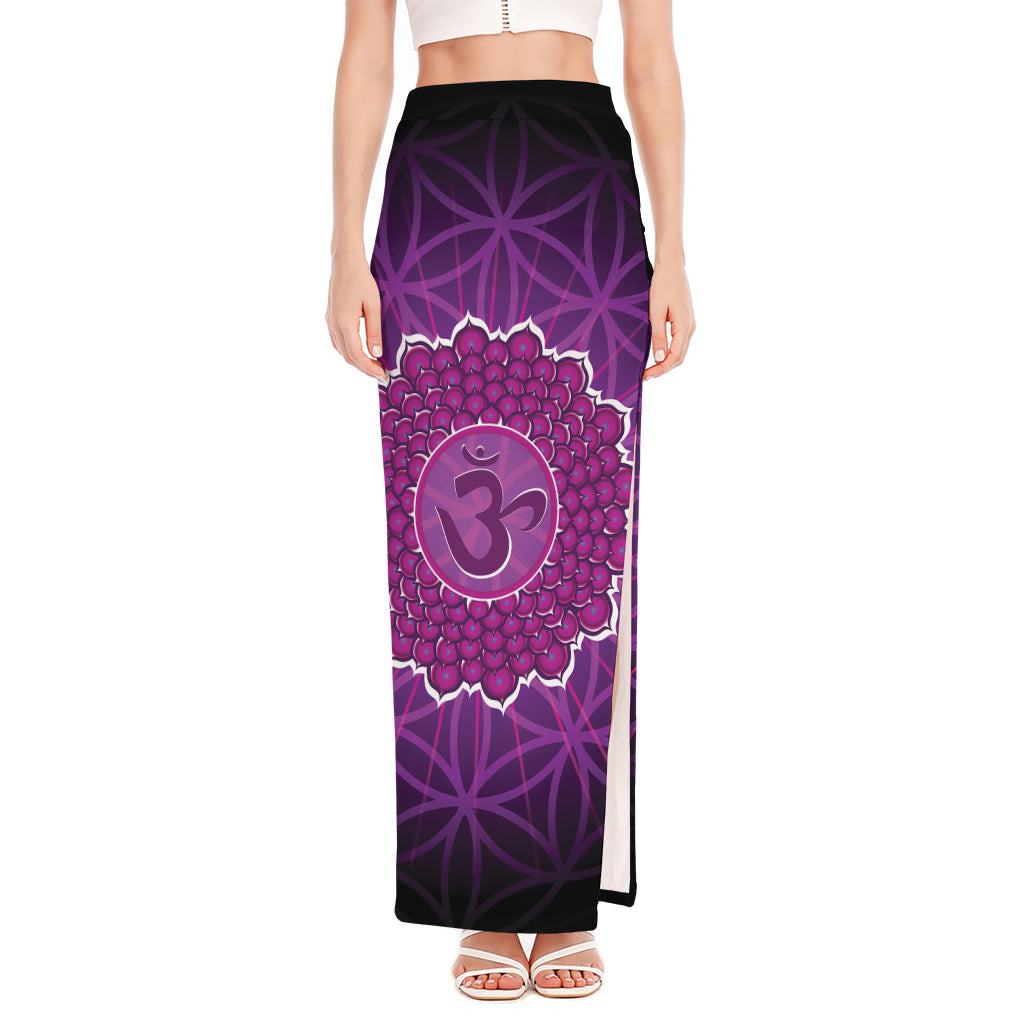 Sahasrara Chakra Spiritual Print High Slit Maxi Skirt