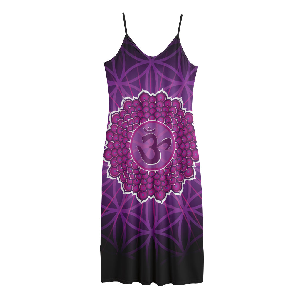 Sahasrara Chakra Spiritual Print Jersey Midi Cami Dress