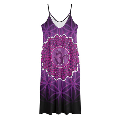 Sahasrara Chakra Spiritual Print Jersey Midi Cami Dress