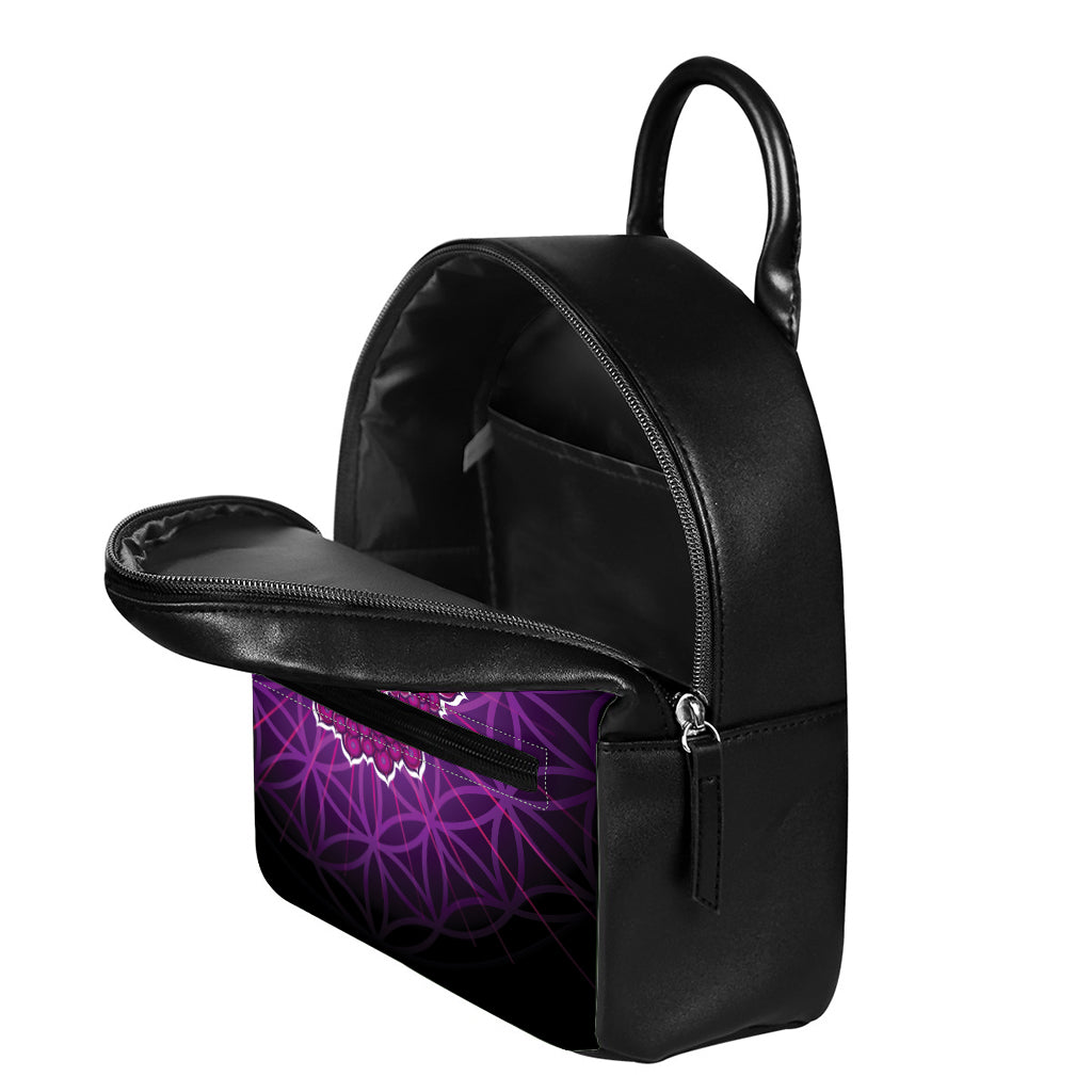 Sahasrara Chakra Spiritual Print Leather Backpack