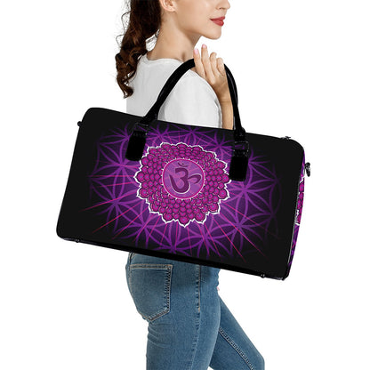 Sahasrara Chakra Spiritual Print Leather Duffle Bag