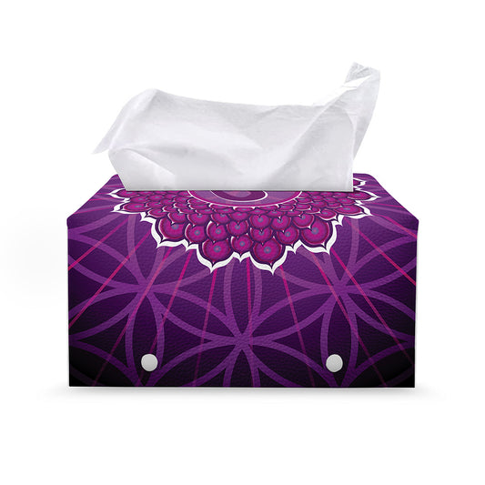 Sahasrara Chakra Spiritual Print Leather Tissue Box Cover