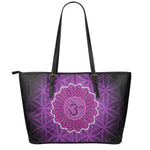 Sahasrara Chakra Spiritual Print Leather Tote Bag