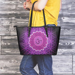 Sahasrara Chakra Spiritual Print Leather Tote Bag