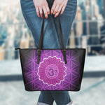 Sahasrara Chakra Spiritual Print Leather Tote Bag