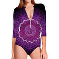 Sahasrara Chakra Spiritual Print Long Sleeve Swimsuit