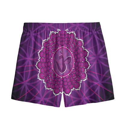 Sahasrara Chakra Spiritual Print Mesh Shorts