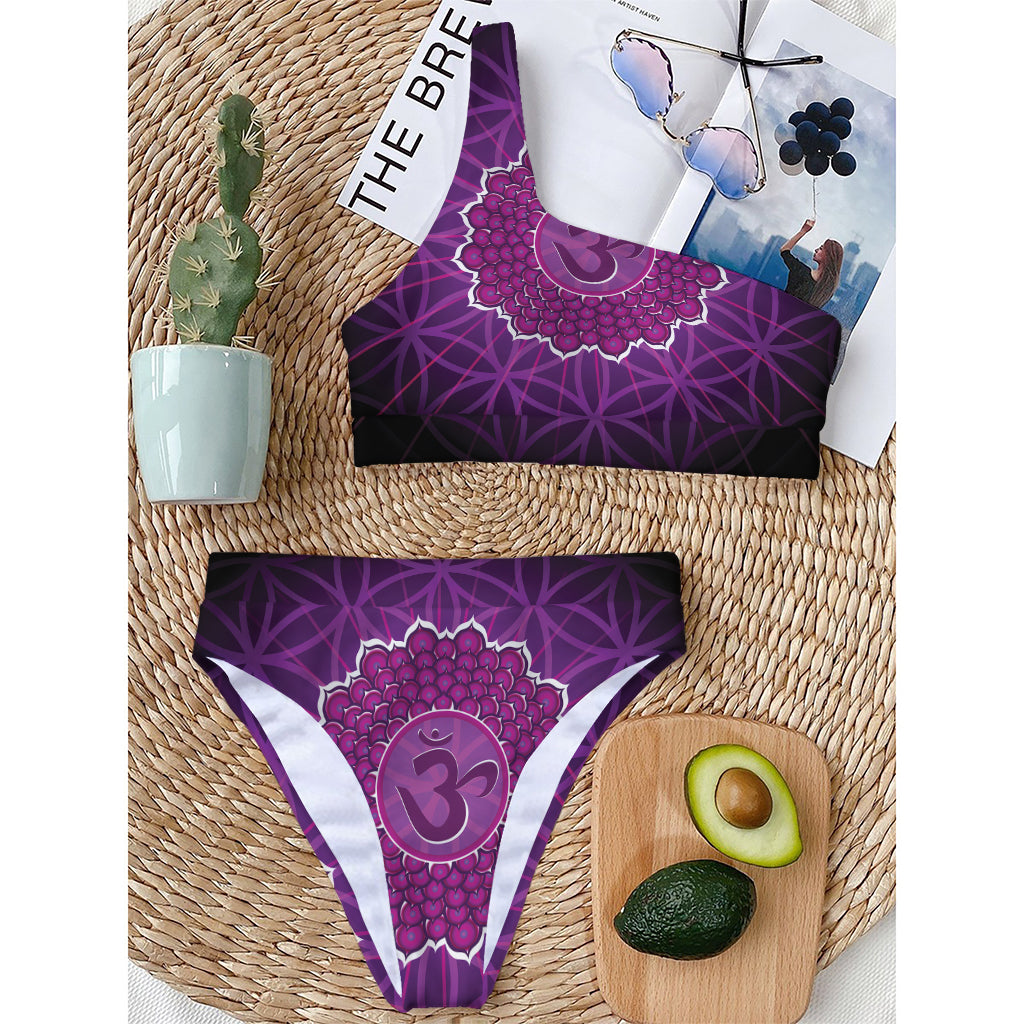 Sahasrara Chakra Spiritual Print One Shoulder Bikini Top