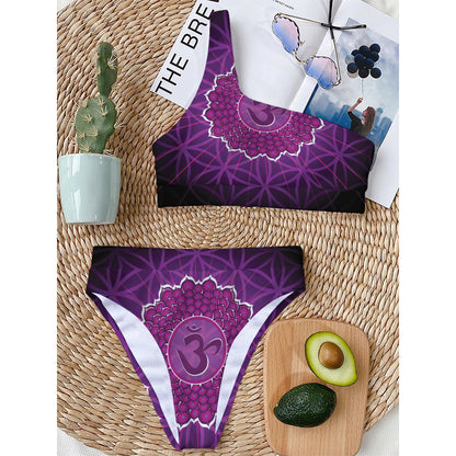 Sahasrara Chakra Spiritual Print One Shoulder Bikini Top