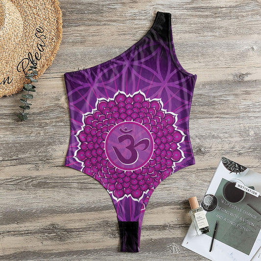 Sahasrara Chakra Spiritual Print One Shoulder Bodysuit