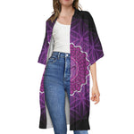 Sahasrara Chakra Spiritual Print Open Front Beach Cover Up
