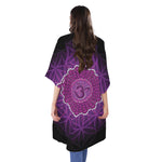 Sahasrara Chakra Spiritual Print Open Front Beach Cover Up