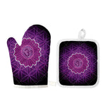 Sahasrara Chakra Spiritual Print Oven Mitt And Pot Holder Set