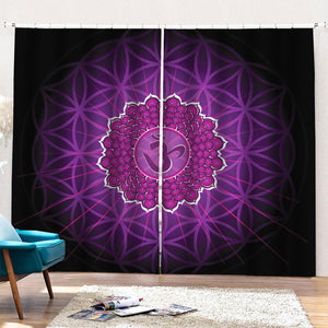 Sahasrara Chakra Spiritual Print Pencil Pleat Curtains