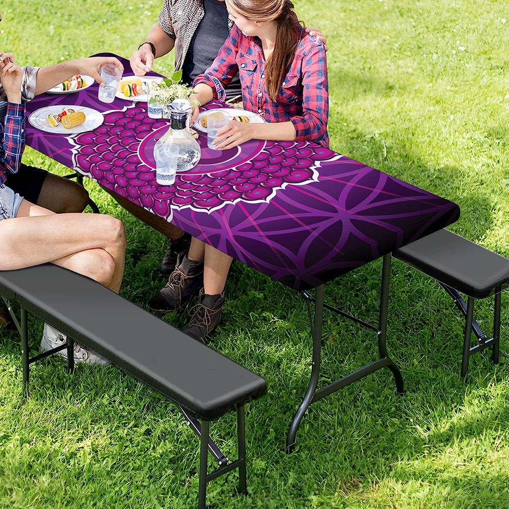 Sahasrara Chakra Spiritual Print Picnic Table Cover