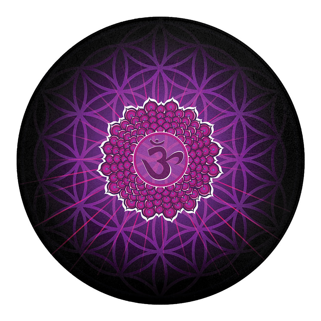Sahasrara Chakra Spiritual Print Round Blanket