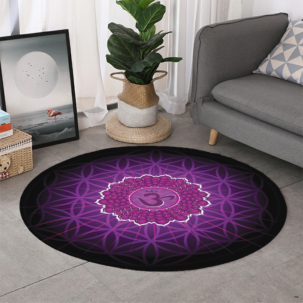 Sahasrara Chakra Spiritual Print Round Rug