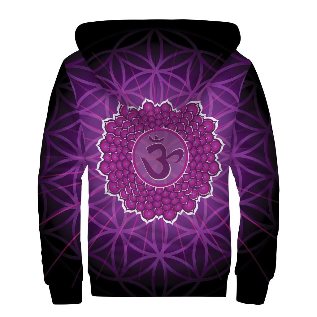 Sahasrara Chakra Spiritual Print Sherpa Lined Zip Up Hoodie