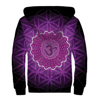 Sahasrara Chakra Spiritual Print Sherpa Lined Zip Up Hoodie