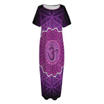 Sahasrara Chakra Spiritual Print Short Sleeve Long Nightdress
