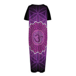 Sahasrara Chakra Spiritual Print Short Sleeve Long Nightdress