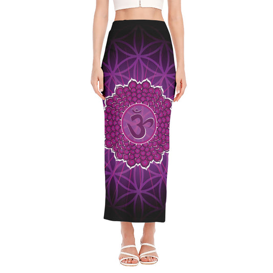 Sahasrara Chakra Spiritual Print Side Slit Maxi Skirt